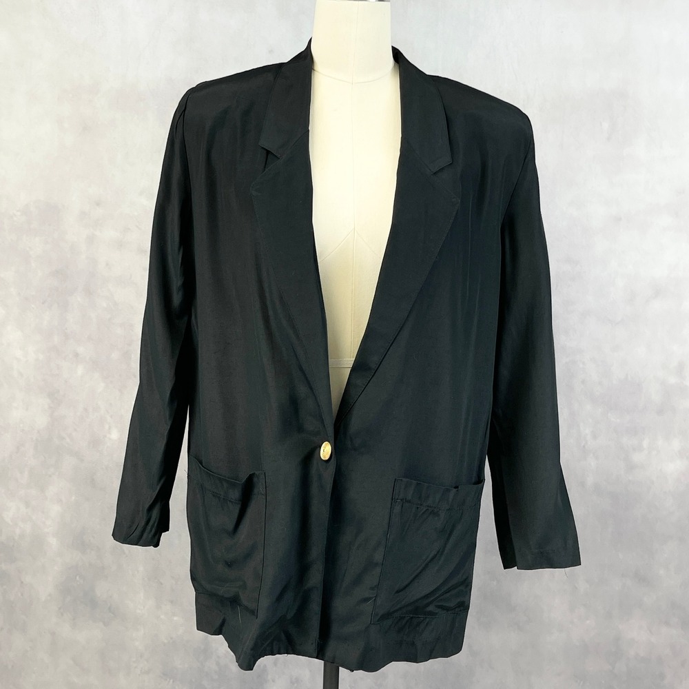 Vintage 80s Womens Blazer Medium Jacket Retro‎ Preppy Punk Minimalist P James